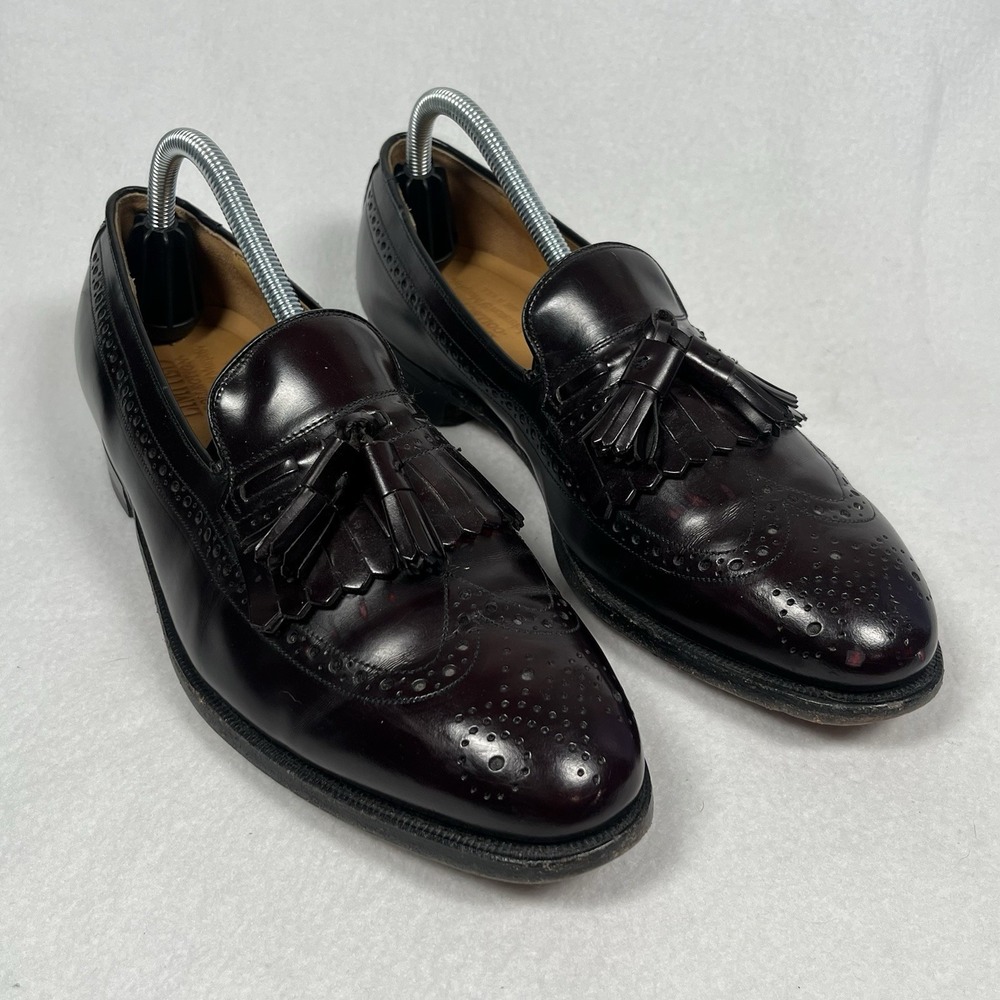 JOHNSTON & MURPHY Limited Leather Burgundy Kiltie Tassel Wingtip Loafer USA Sz 9